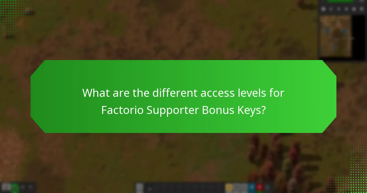 What are the different access levels for Factorio Supporter Bonus Keys?